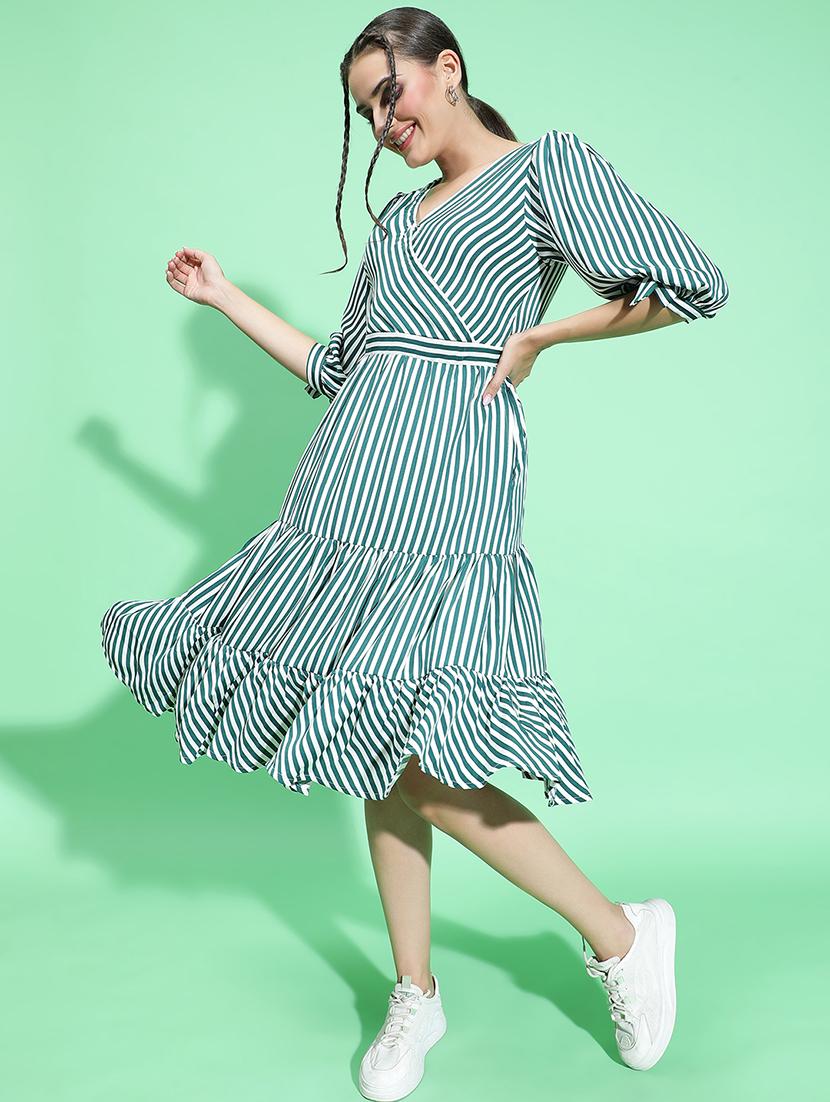 women white polyester tiered dress - 21382637 - Standard Image - 2