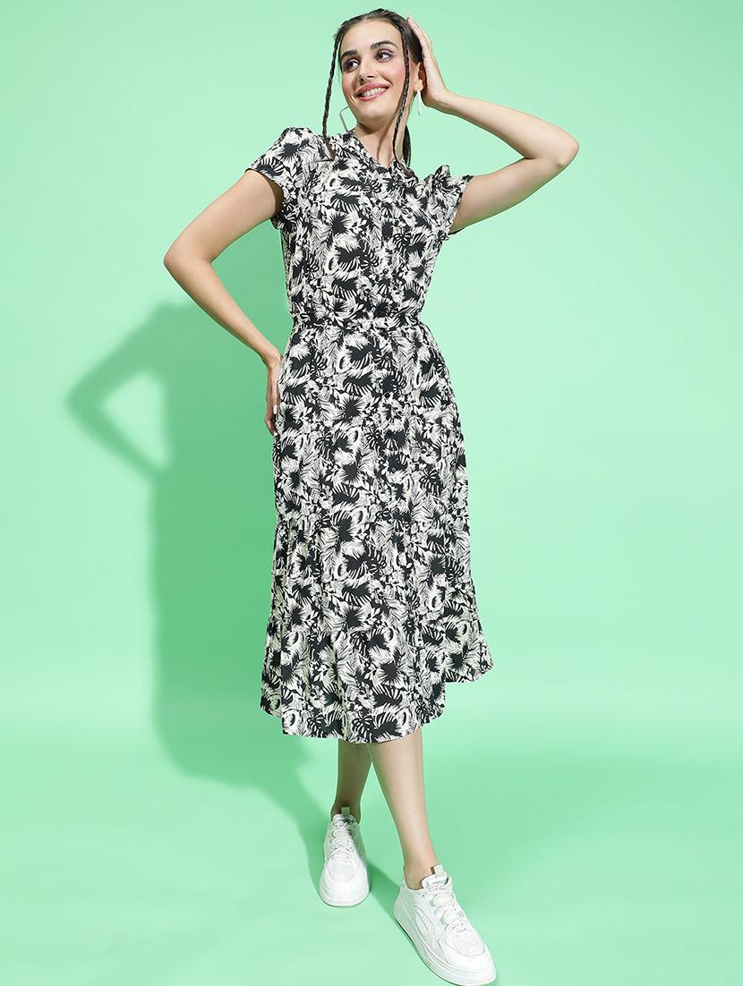 women black viscose fit & flare dress - 21382650 - Standard Image - 2