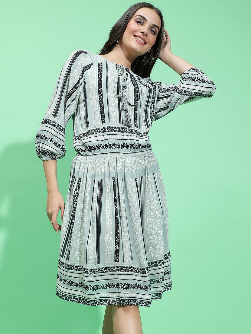 women grey viscose a-line dress - 21382654 - Standard Image - 2