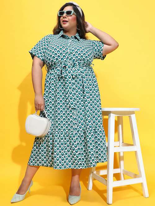 women sea green polyester fit & flare dress - 21382656 -  Standard Image - 0