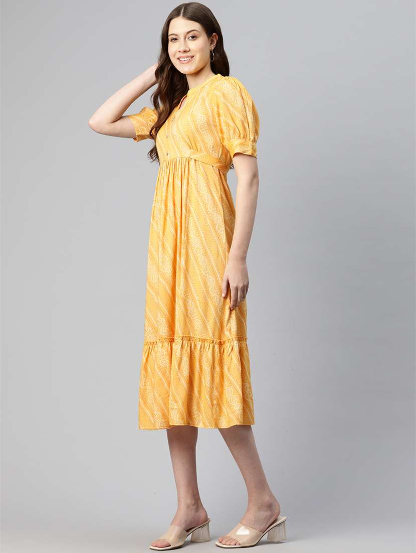women yellow cotton tiered dress - 21382661 -  Standard Image - 2