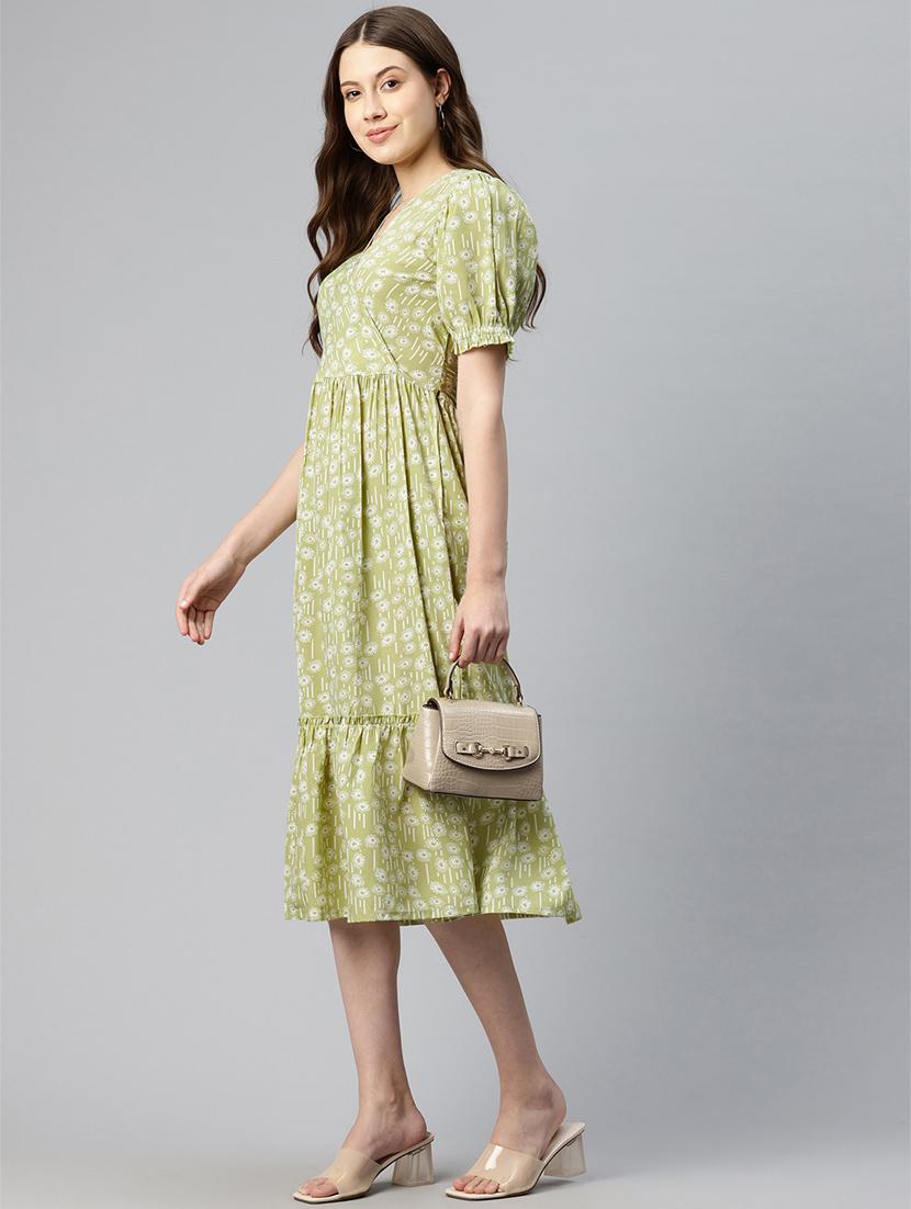 women green crepe tiered dress - 21382663 - Standard Image - 2