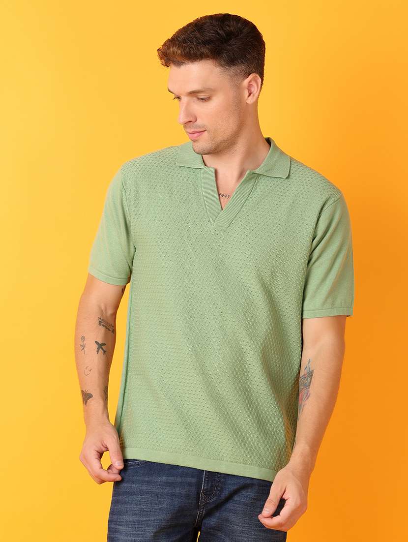 men solid short sleeves polo t-shirt