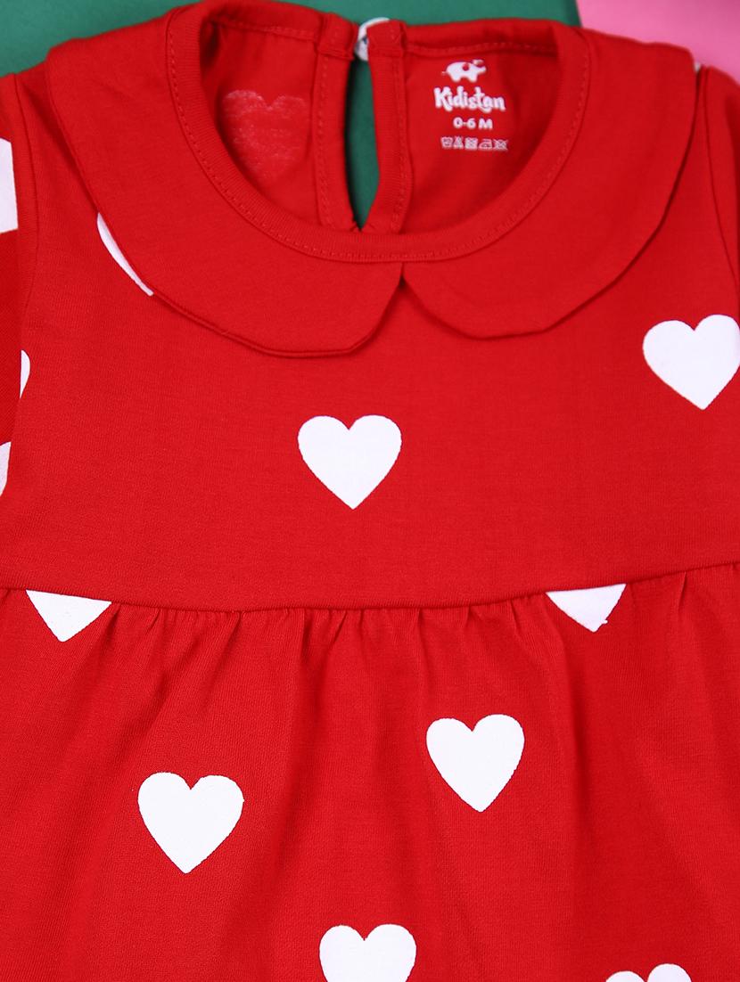 girls red printed frock - 21382781 - Standard Image - 2
