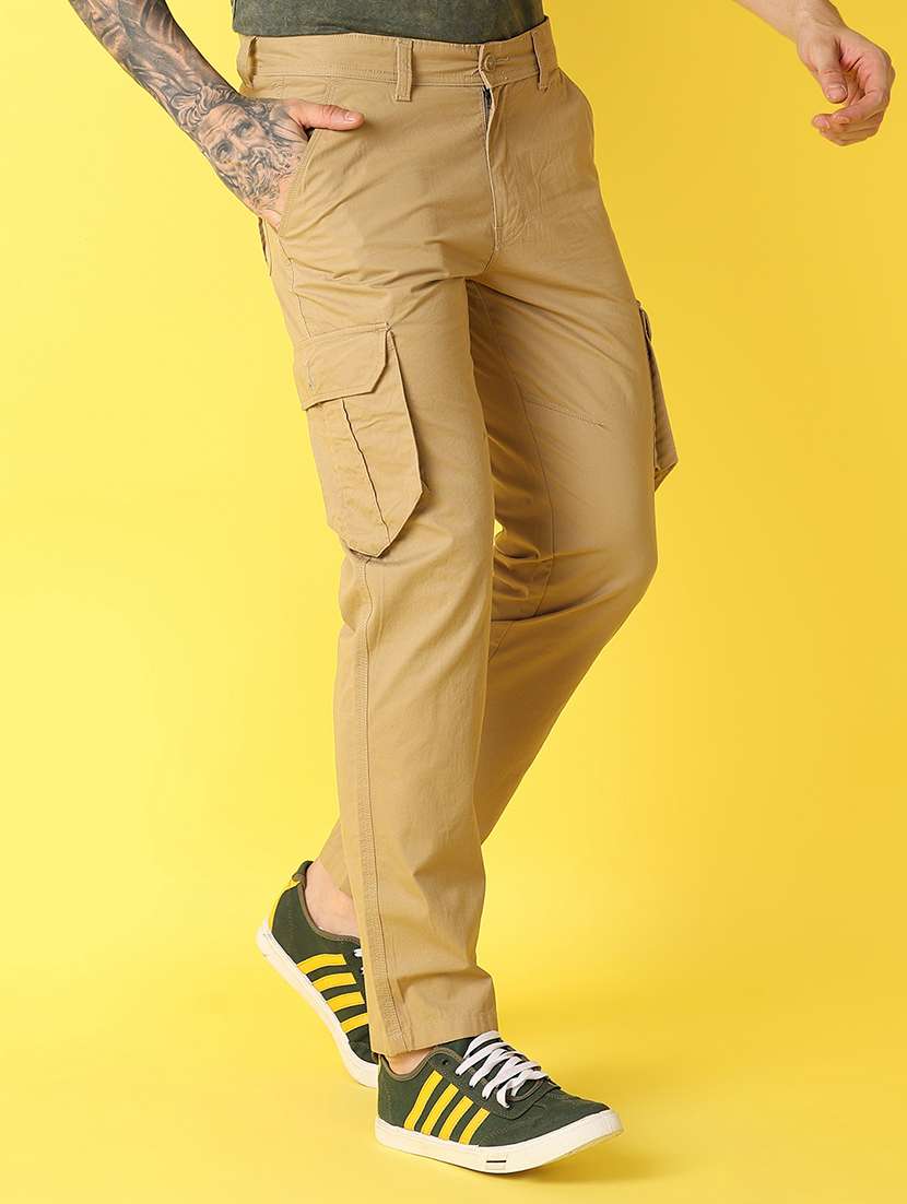 men solid mid rise cargo - 21382799 -  Standard Image - 2
