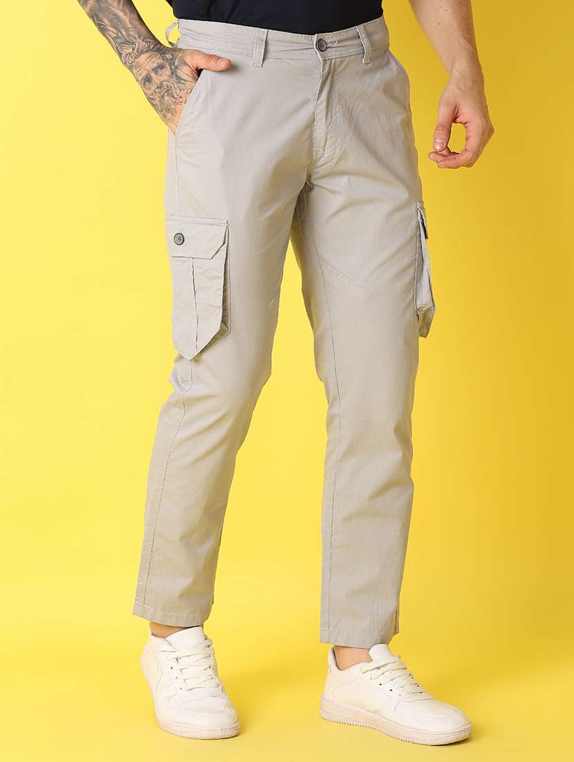 men solid mid rise cargo - 21382800 -  Standard Image - 2