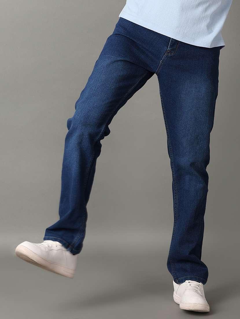 men blue plain jeans - 21382809 -  Standard Image - 2