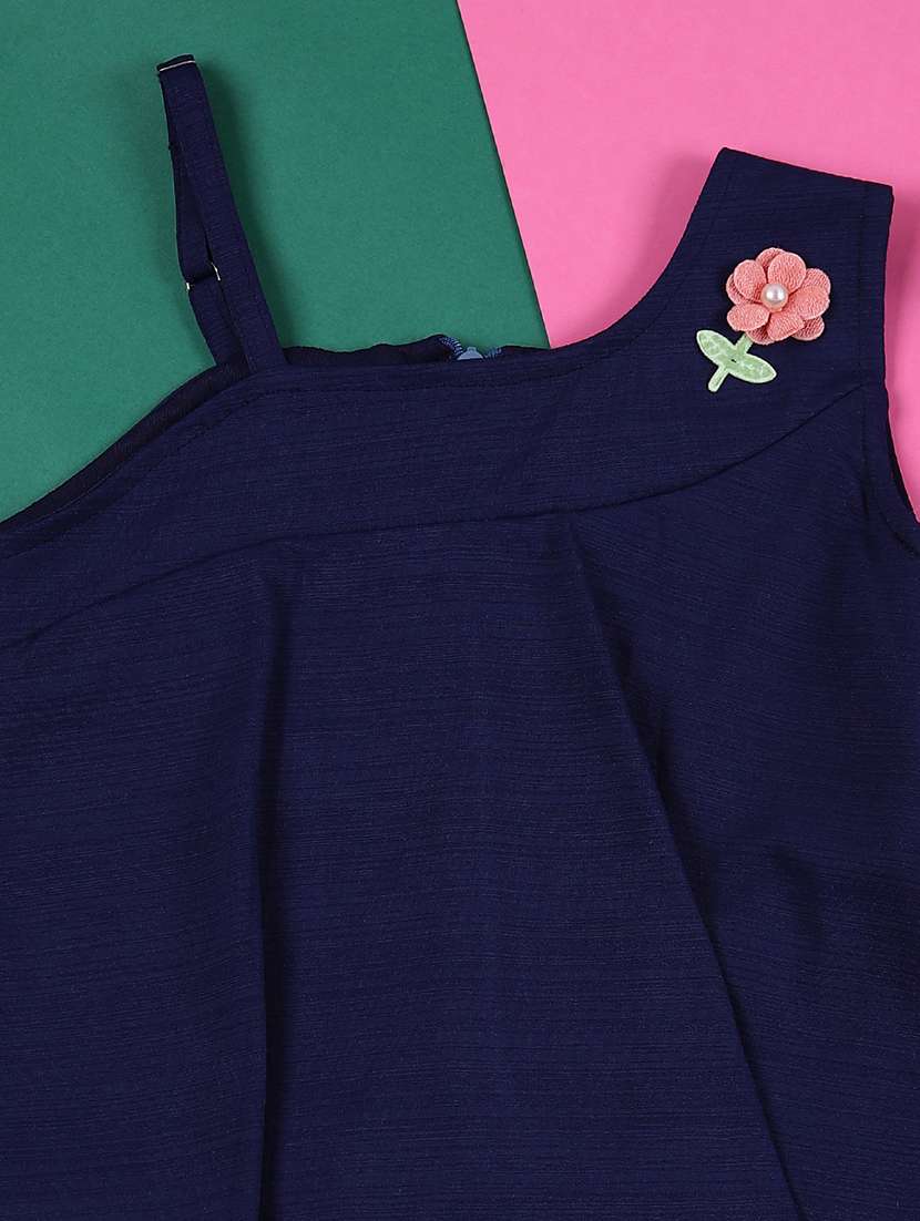 girls navy blue cotton top & skirt set - 21382832 -  Standard Image - 2