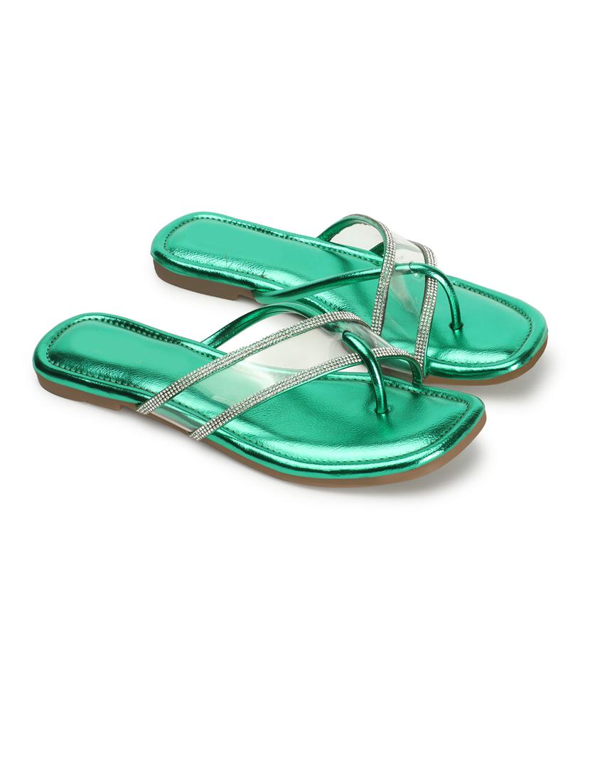 women green slip on sandal - 21383002 - Standard Image - 2