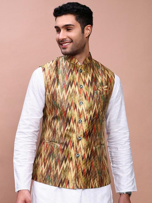 multi colored cotton nehru jacket - 21383284 -  Standard Image - 0