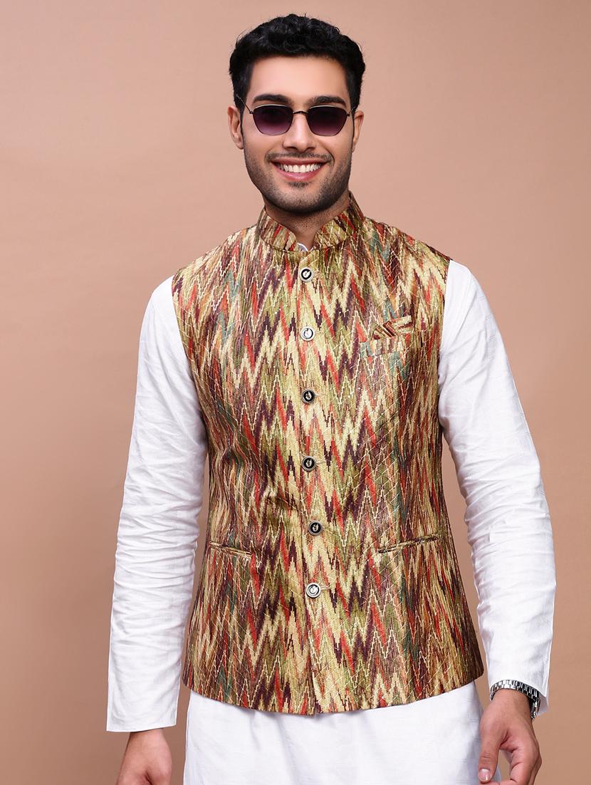 multi colored cotton nehru jacket - 21383284 - Standard Image - 2