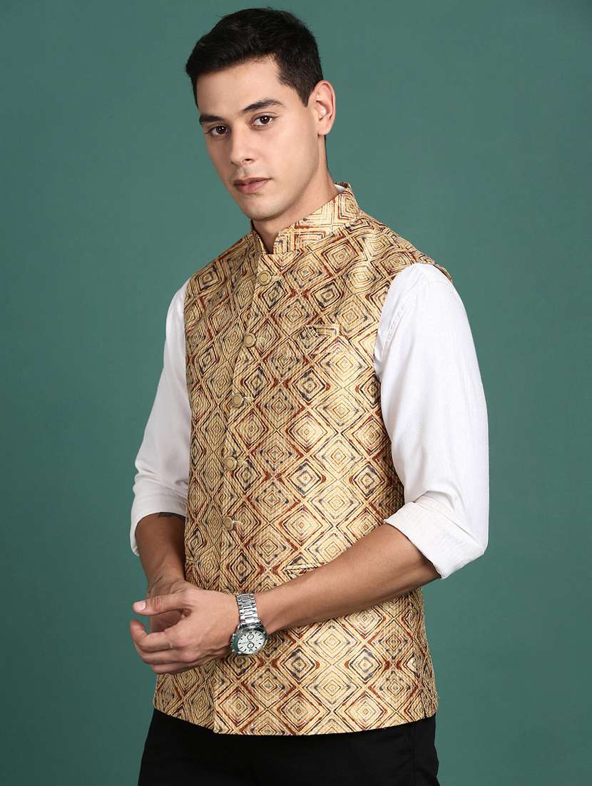 men mandarin neck embroidered nehru jacket - 21383286 -  Standard Image - 2