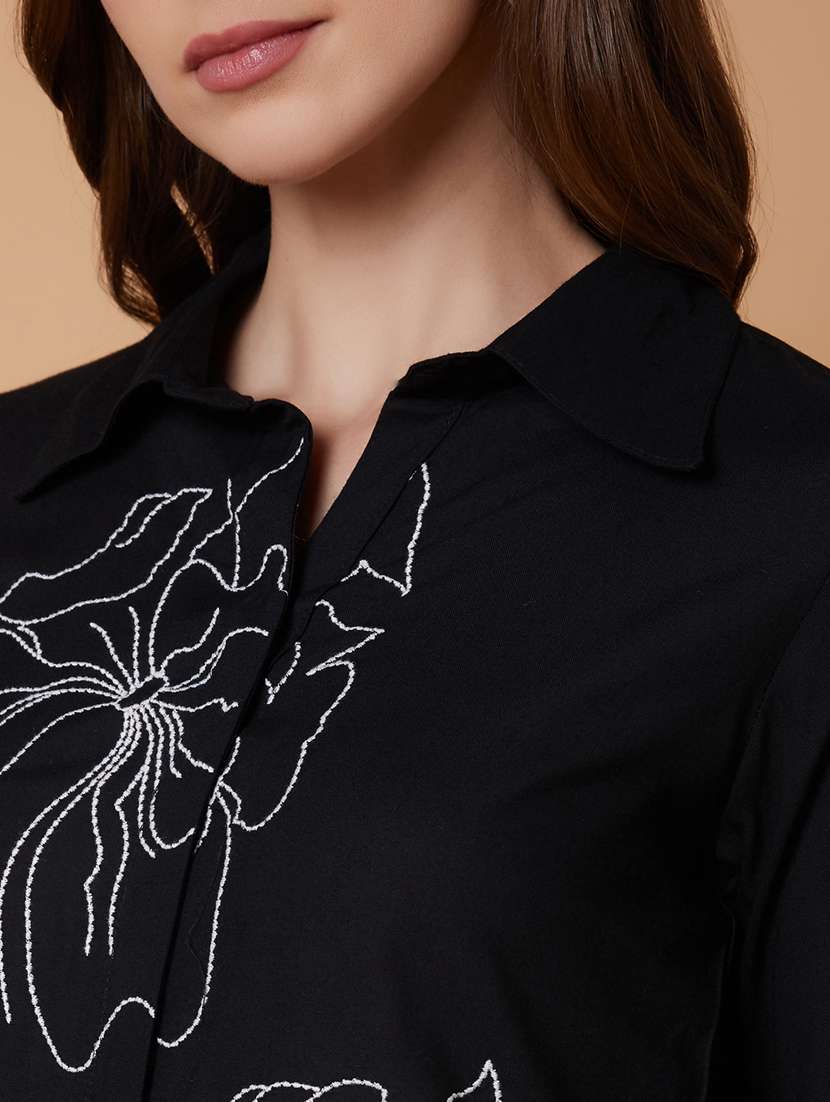 black cotton blend top and trouser set coord - 21383315 -  Standard Image - 7