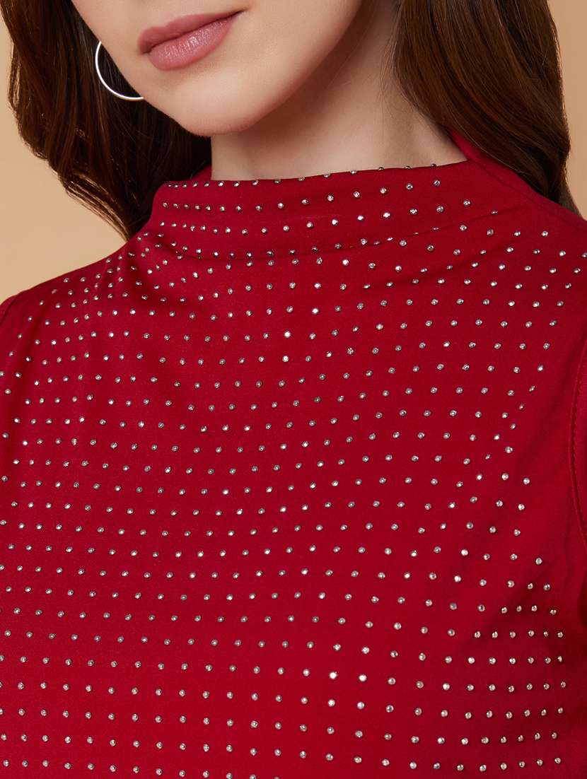 maroon polka dot top and skirt co-ord set - 21383316 -  Standard Image - 7