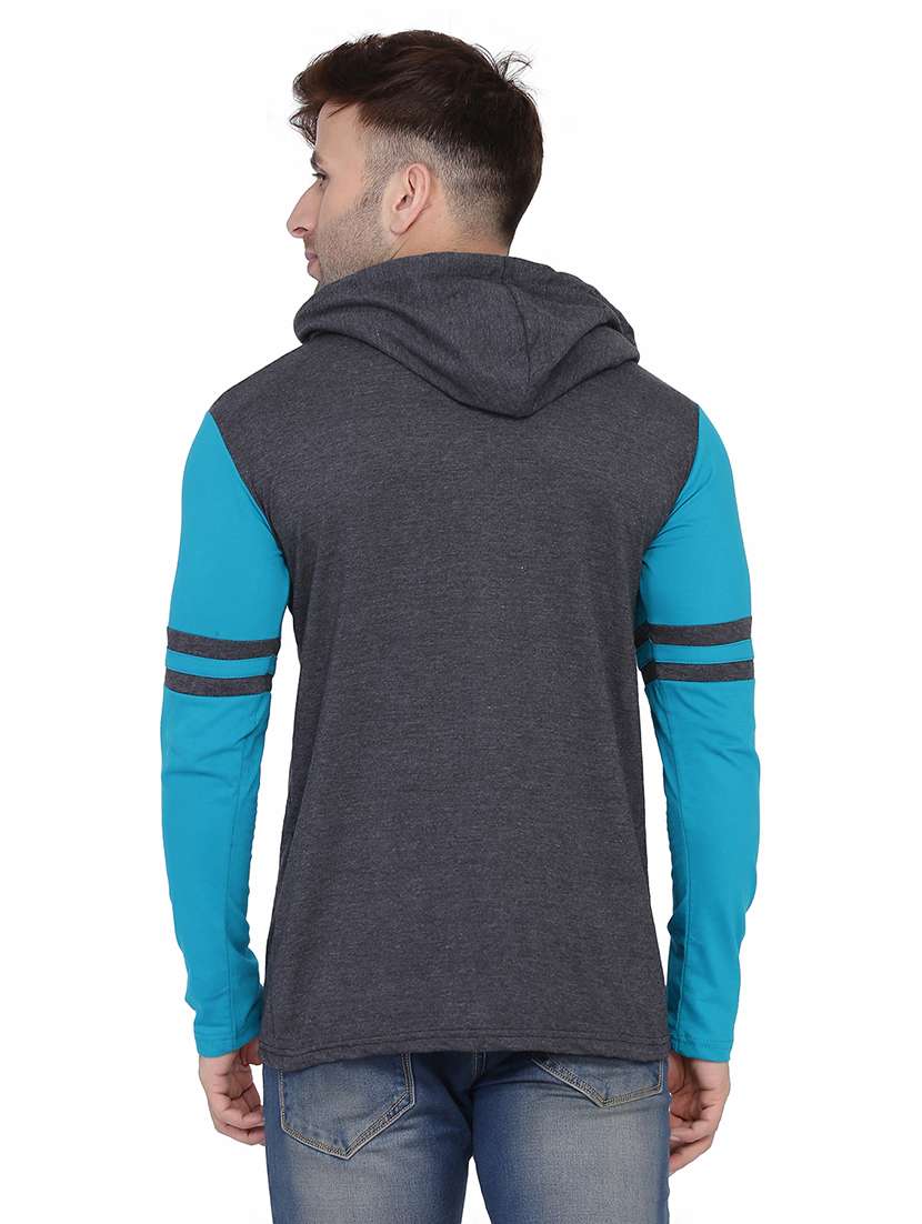 men color block hood neck casul shirt - 21383572 -  Standard Image - 2