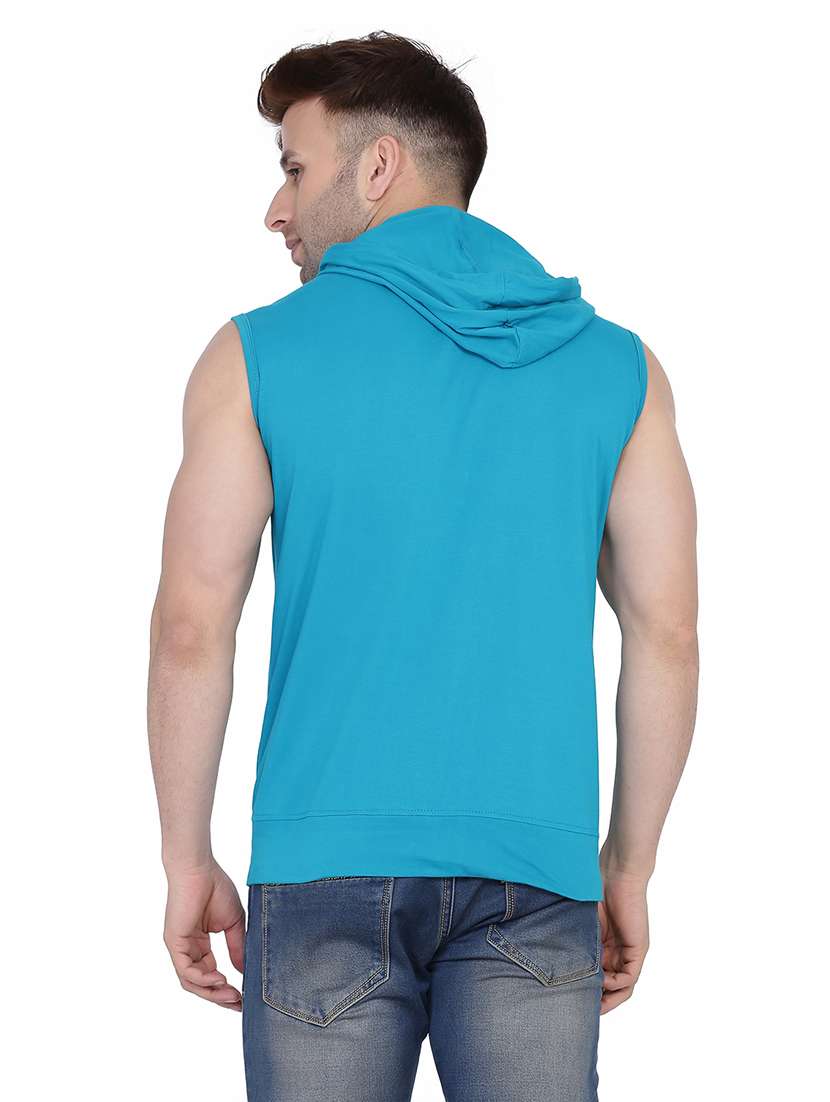 men solid hooded neck t-shirt - 21383629 -  Standard Image - 2
