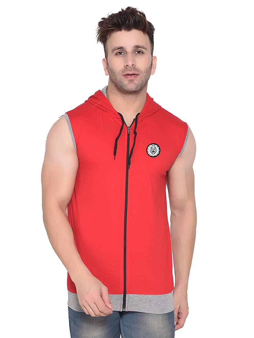 men color block hood neck t-shirt