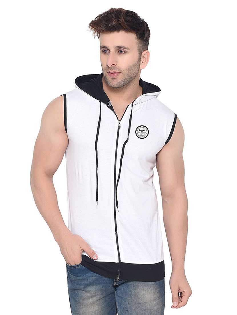 men color block hood neck t-shirt