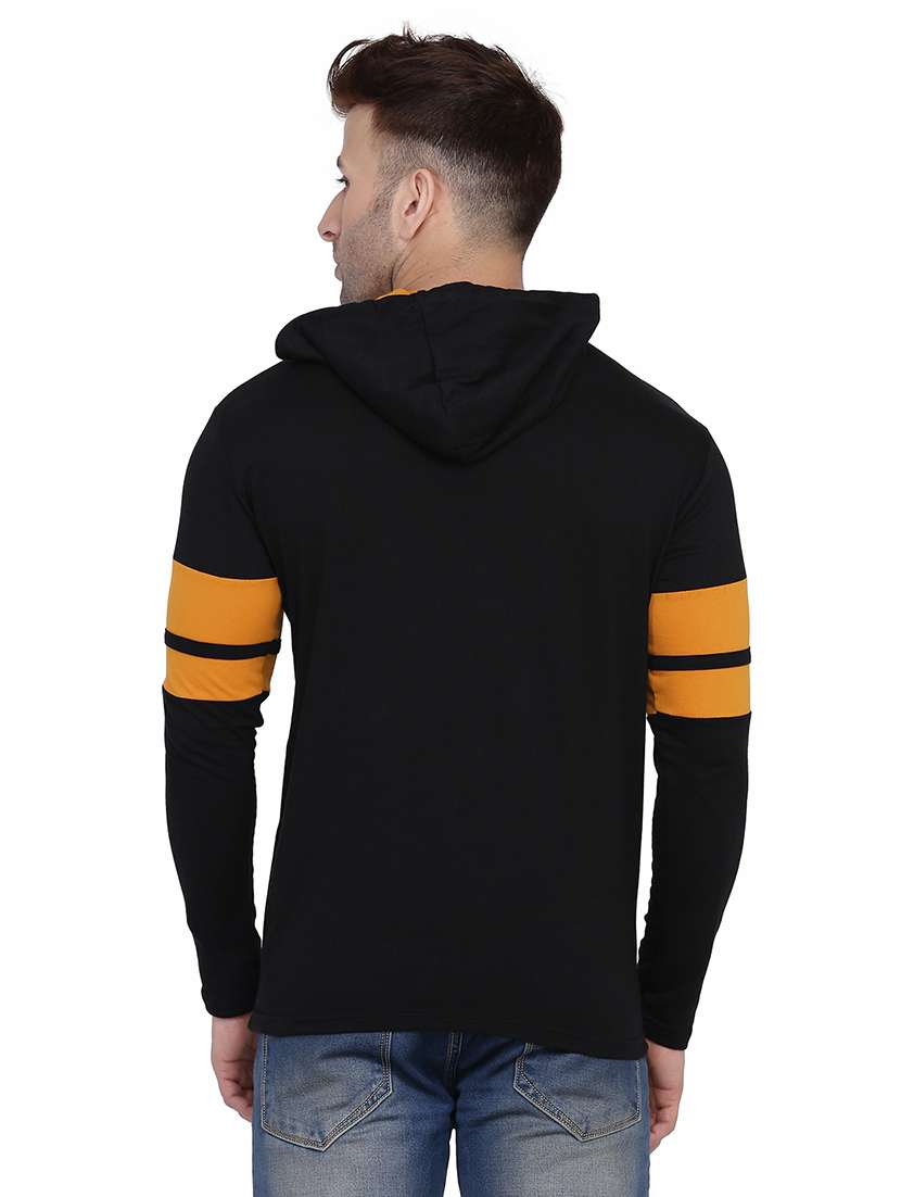 men solid hood neck t-shirt - 21383755 -  Standard Image - 2