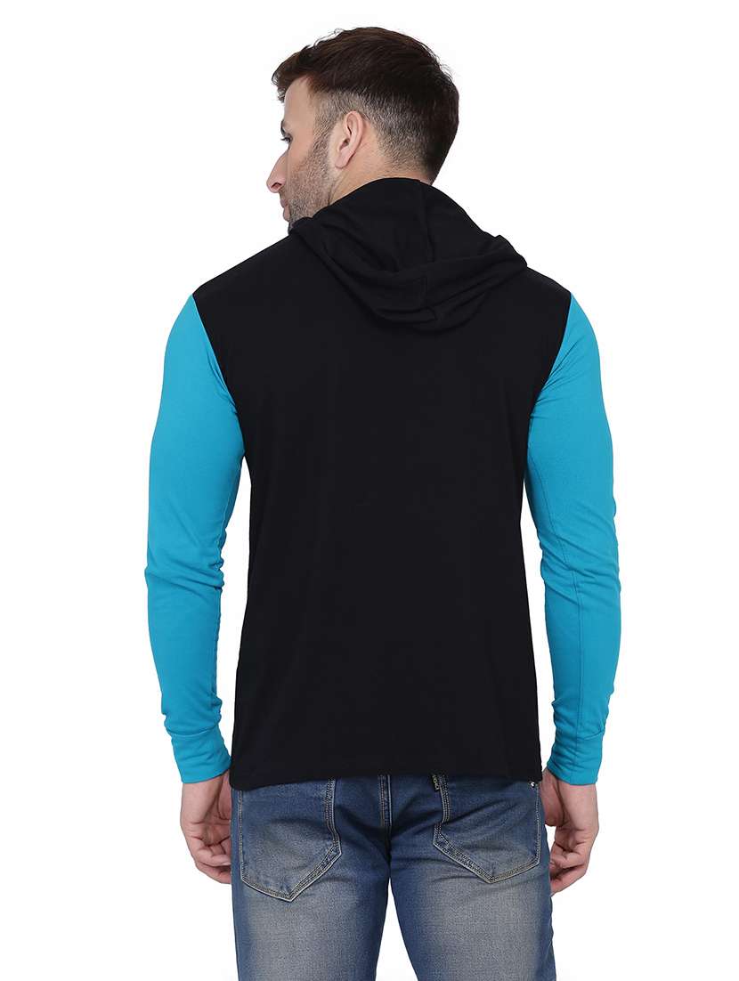 men color block hood neck t-shirt - 21383790 -  Standard Image - 2