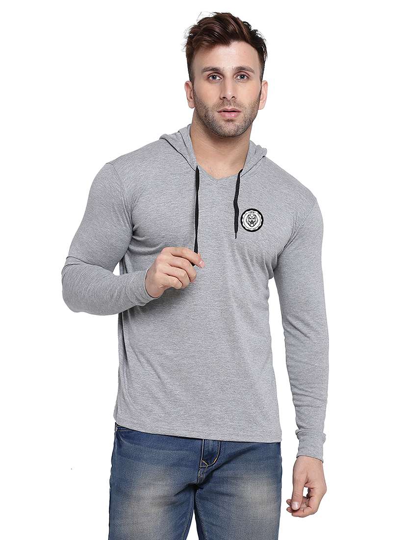 men solid hood neck t-shirt - 21383813 - Zoom Image - 0