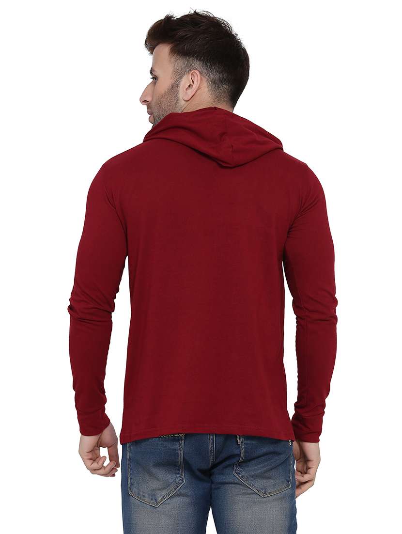 men solid hood neck t-shirt - 21383814 -  Standard Image - 2
