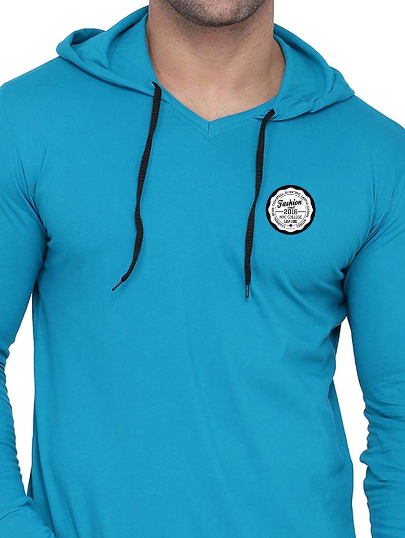 men solid hood neck t-shirt - 21383831 -  Standard Image - 2