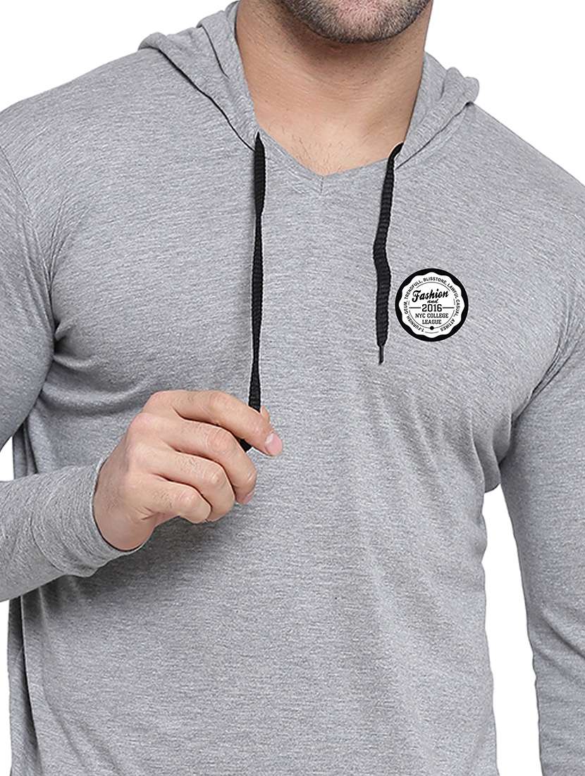 men solid hood neck t-shirt - 21383833 -  Standard Image - 2