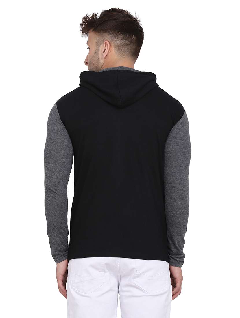 men color block hooded cotton t-shirt - 21383847 -  Standard Image - 2