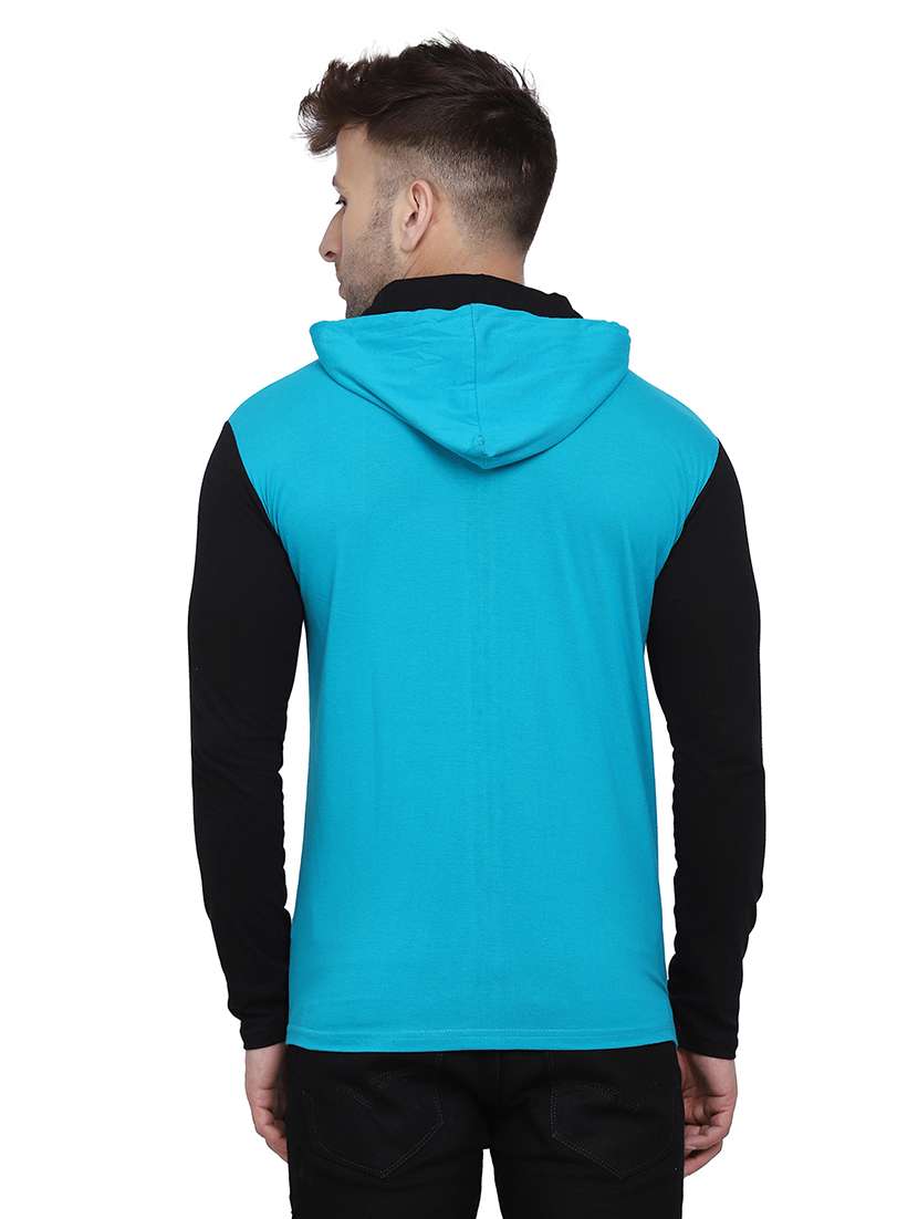 men color block hooded cotton t-shirt - 21383851 -  Standard Image - 2