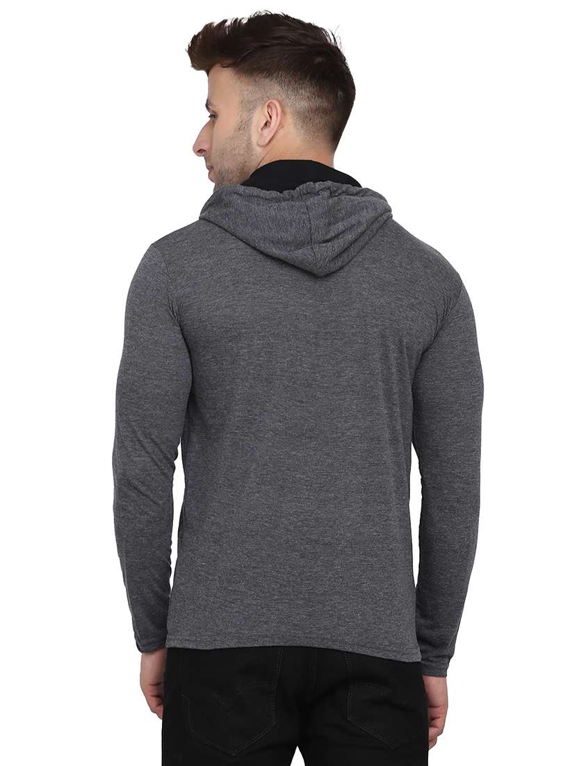 men solid hooded cotton t-shirt - 21383857 -  Standard Image - 2