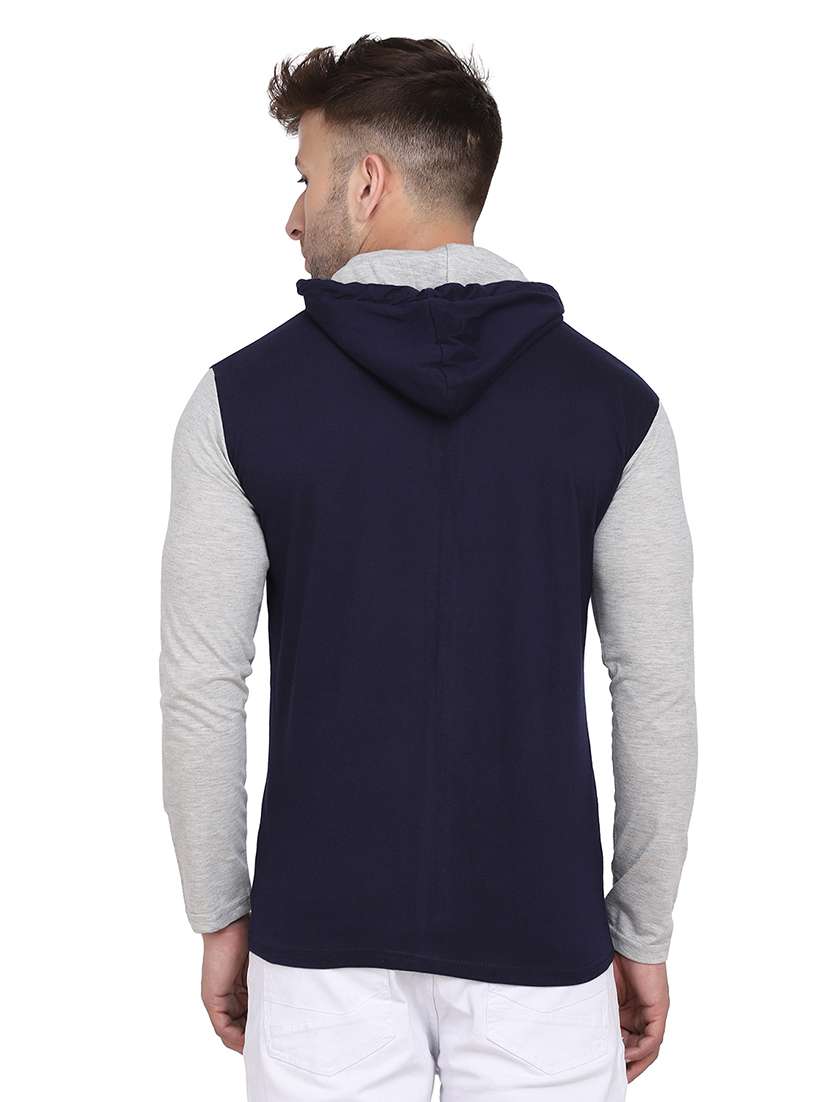 men color block hooded cotton t-shirt - 21383858 -  Standard Image - 2