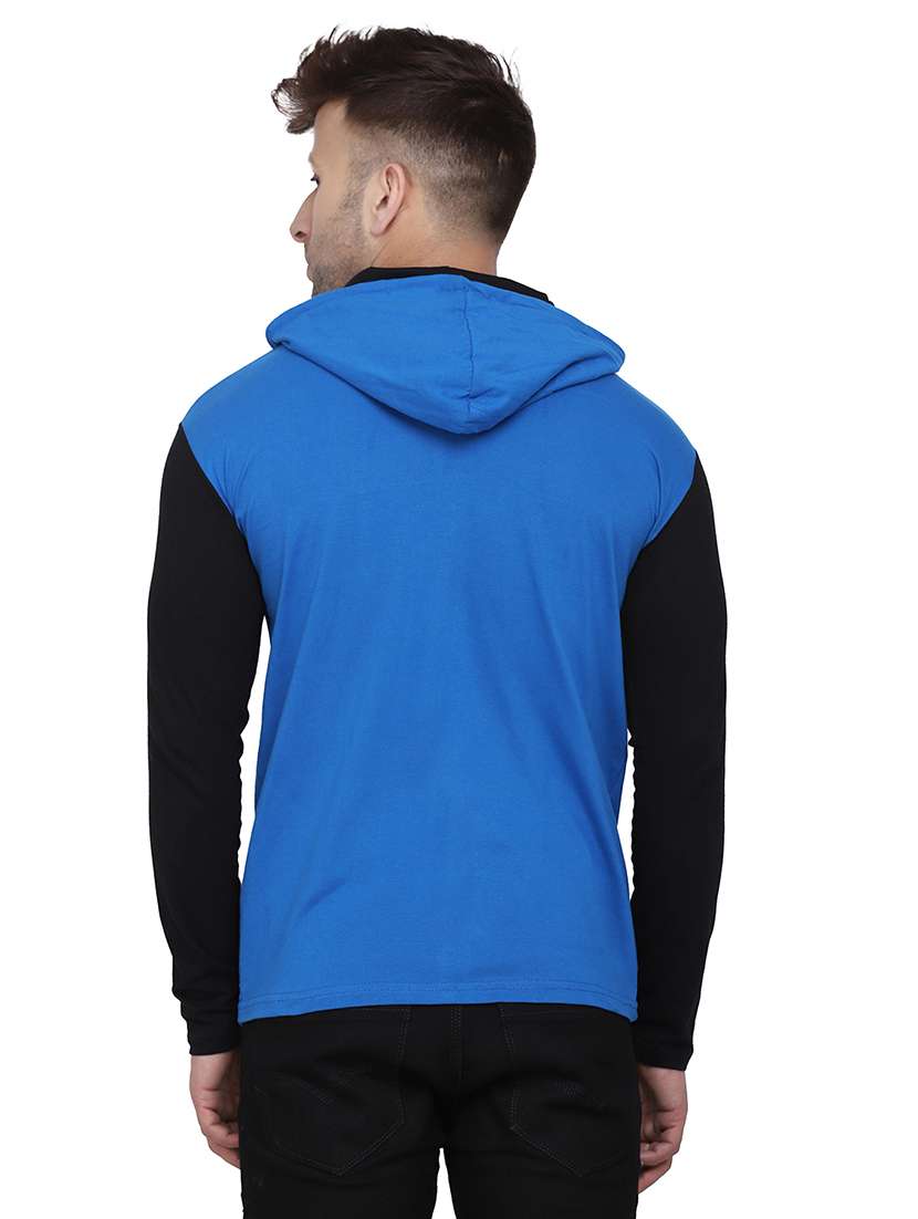 Men Color Block Hooded Cotton T-shirt - 21383863 -  Standard Image - 2