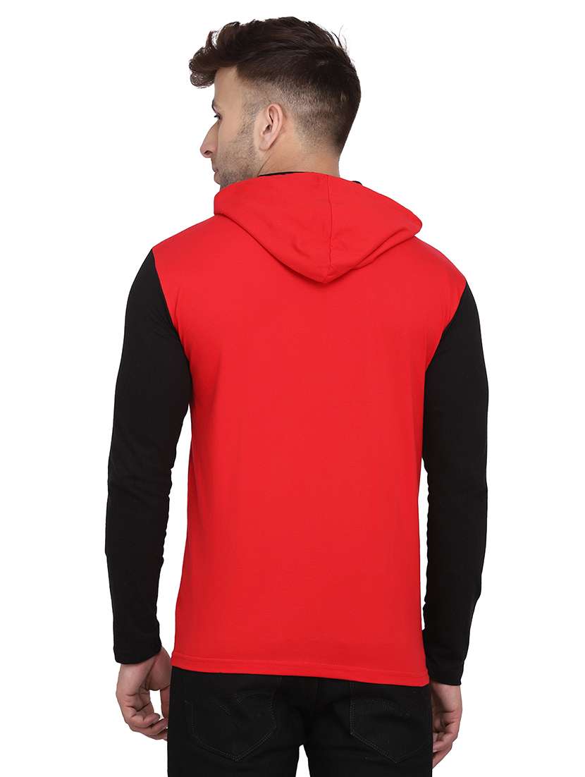 men color block hooded cotton t-shirt - 21383868 -  Standard Image - 2