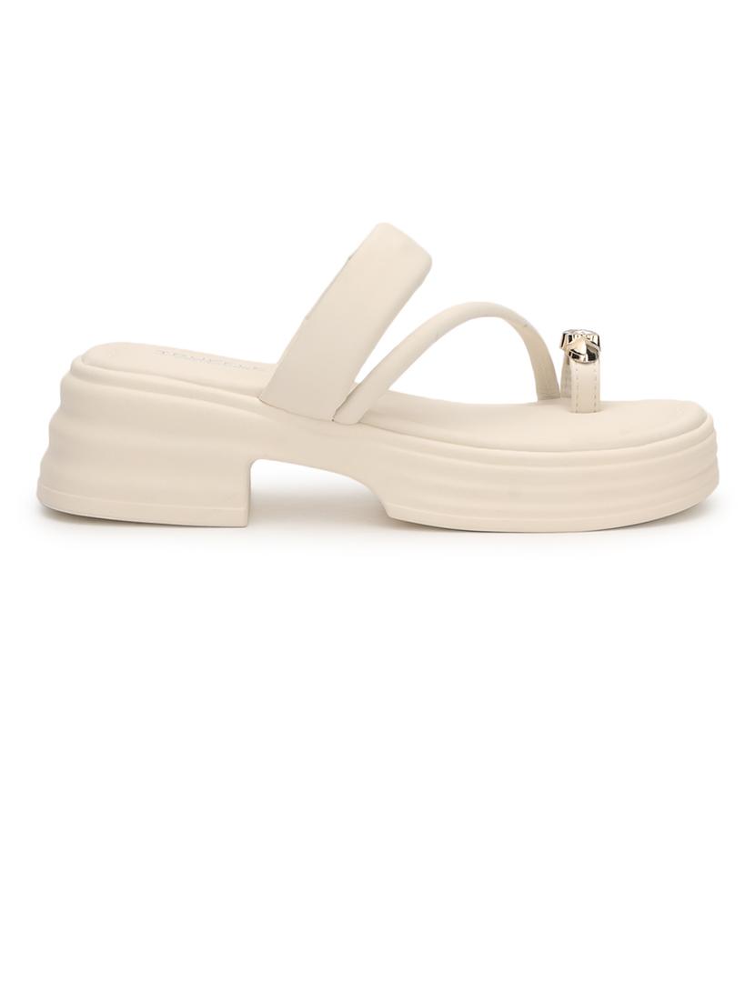 women beige solid slip on sandal - 21384949 - Standard Image - 2