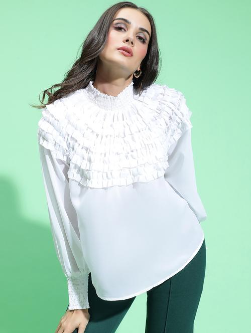 women white solids long sleeves top - 21384980 - Standard Image - 0