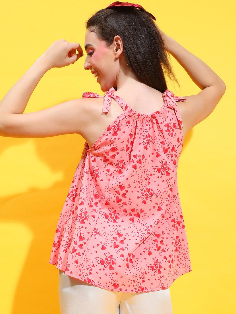 women pink printed sleeveless top - 21385005 - Standard Image - 2