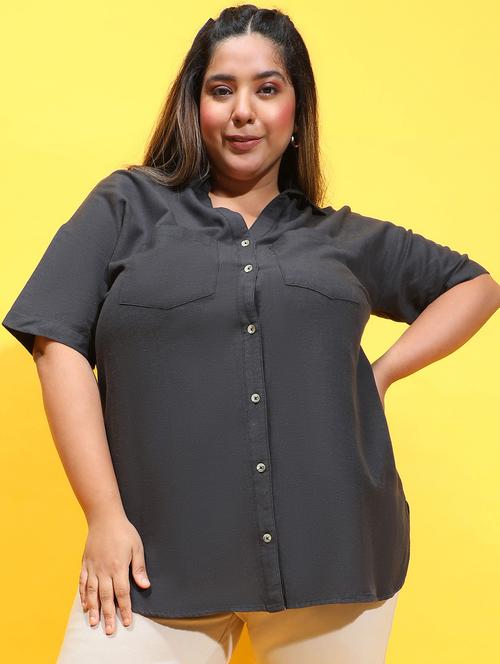women black solids plus size shirt - 21385029 -  Standard Image - 0