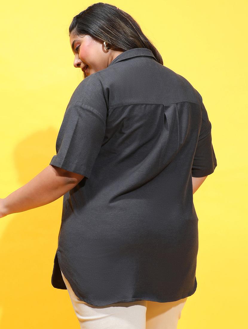 women black solids plus size shirt - 21385029 - Standard Image - 2