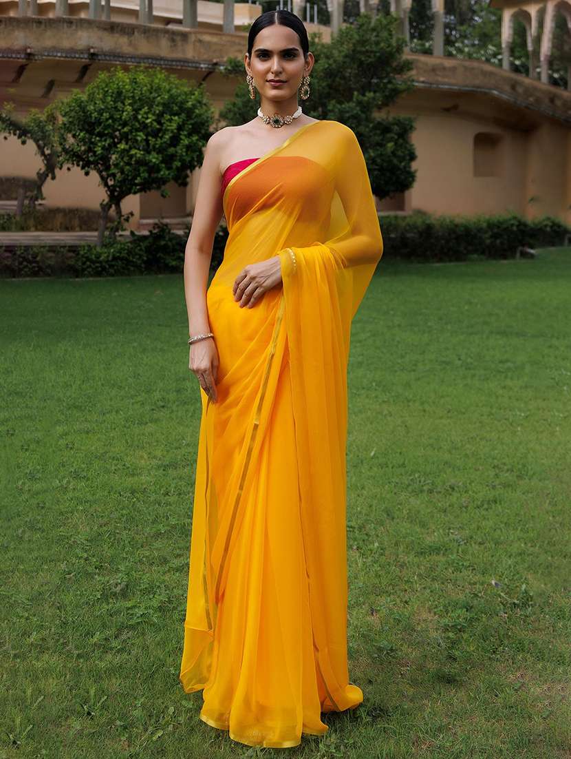 women solid plain saree with blouse