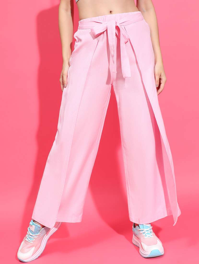 women pink linen wide leg trouser - 21385280 - Zoom Image - 0