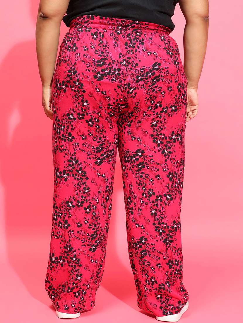 women pink viscose plus wide leg trouser - 21385292 -  Standard Image - 2