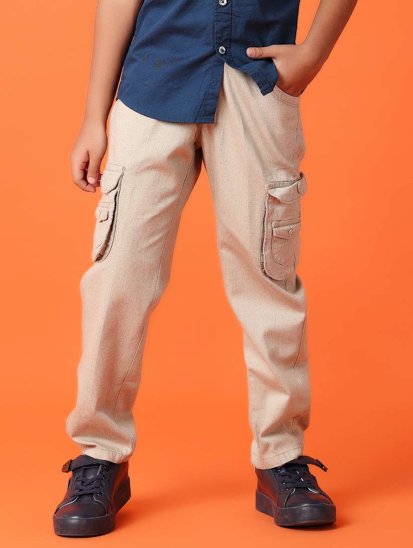 boys beige solid cargo