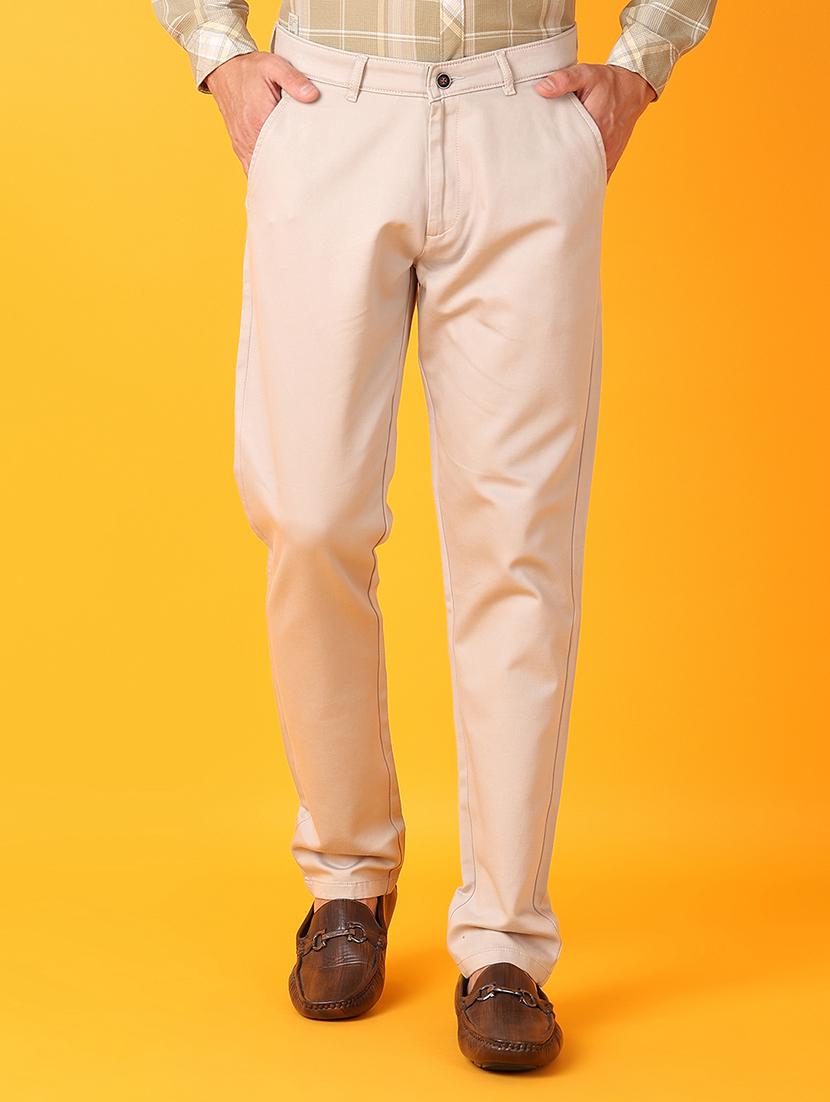 men cream solid chinos casual trouser - 21385516 -  Zoom Image - 0