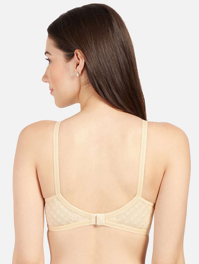 women beige cotton blend t-shirt bra - 21386220 -  Standard Image - 2