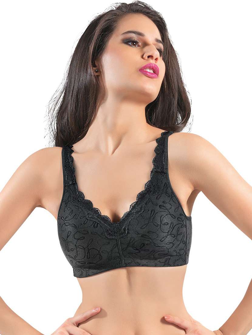 black cotton blend tshirt bra - 21387011 - Standard Image - 2