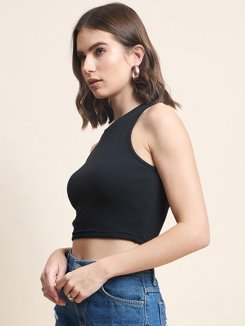 women black cotton crop top - 21387211 -  Zoom Image - 0