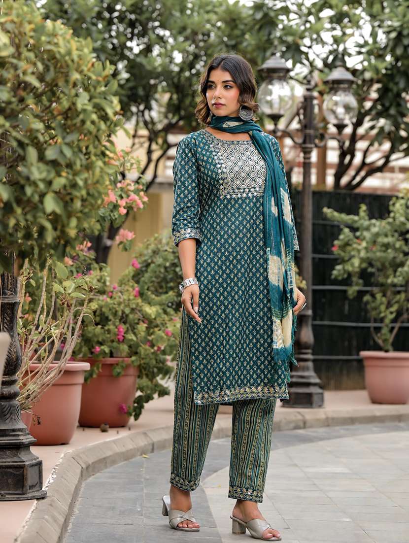 women green kurta pant set with dupatta - 21387282 -  Standard Image - 2