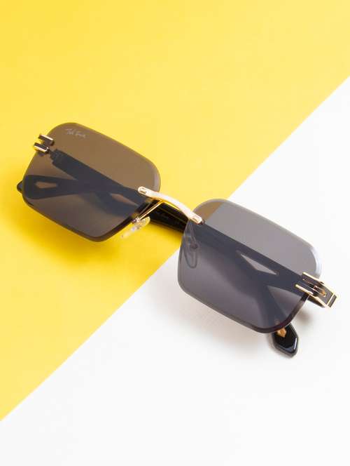 ted smith rimless aviator shape branded latest and stylish sunglasses | polycarbonate lens & 100 % uv protection | men & women - 21387309 -  Standard Image - 0