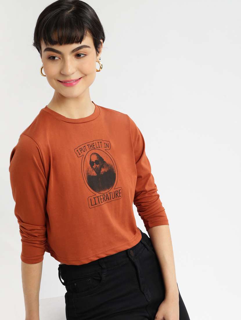 brown chest print t-shirt - 21387342 -  Standard Image - 2
